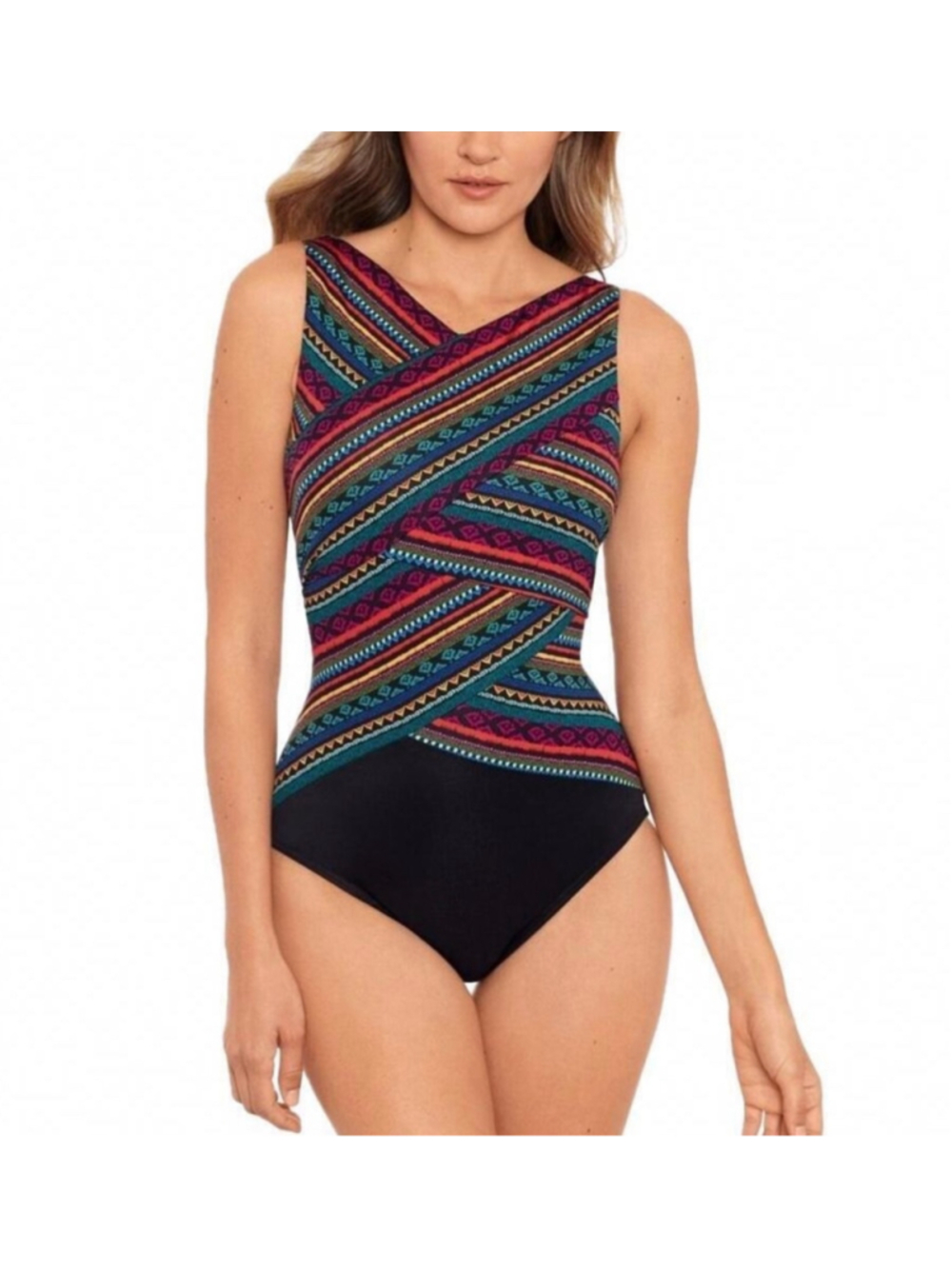 Miraclesuit size 14 One Piece Raya De Sol Brio Swimsuit Black Red